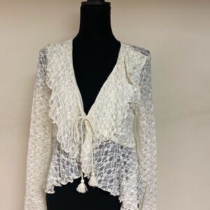 NWOT La Peche Cream Lace Cardigan - Size XL